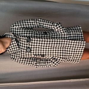 Houndstooth pea coat jacket sz Small